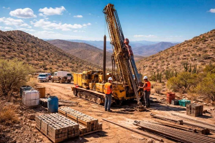 Plataforma de perforación diamantina en un proyecto de plata en Zacatecas, México